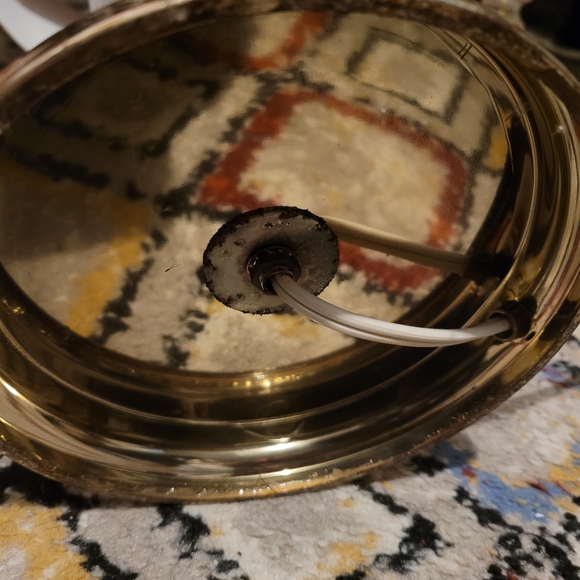 pair of Vintage Crystal and brass table lamps brown organza shade Hollywood - Picture 6 of 6